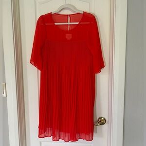 Maeve Anthropologie Red Pleated Midi Dress Women’s 6